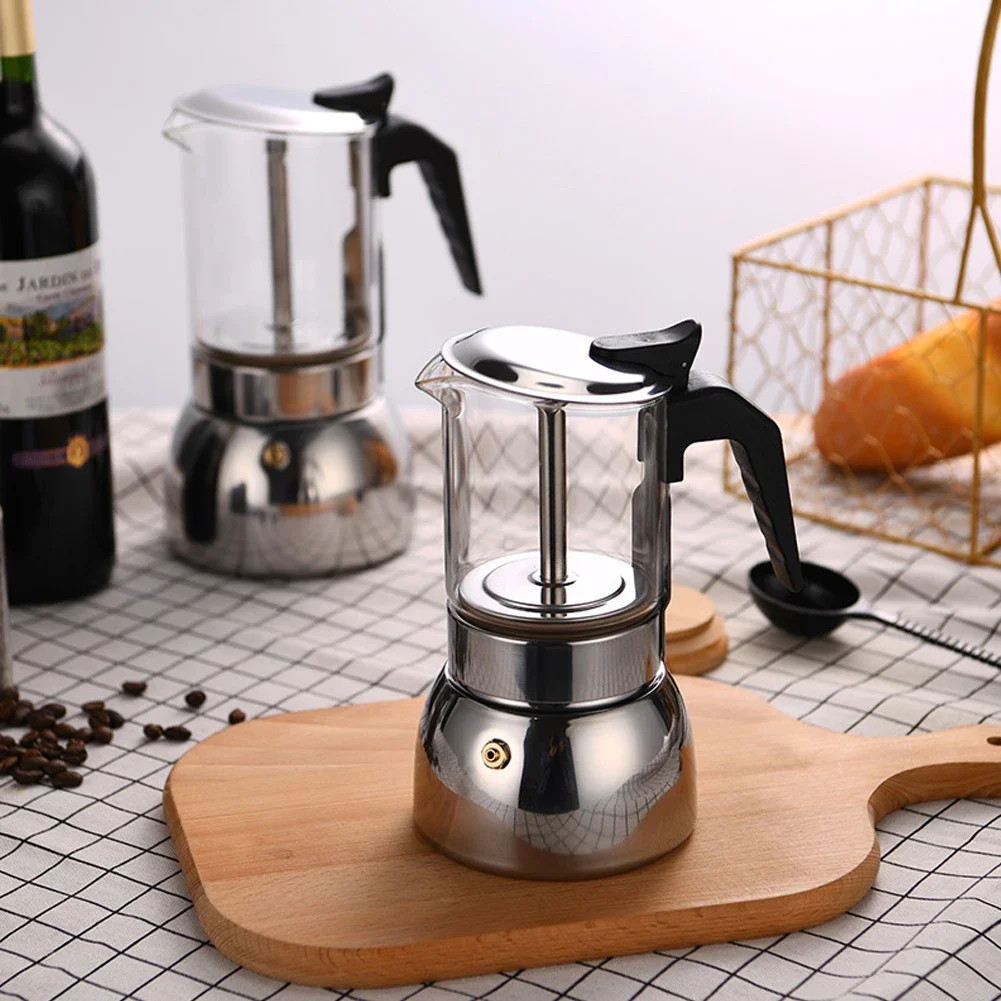 Customizable Italian Coffee Maker-Stainless Steel Moka Pot with, Stovetop Espresso Machine (4/6/9 Cup) Perfect Gift for C
