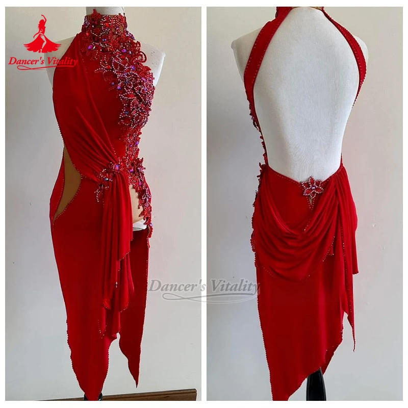 

Костюм для латиноамериканских танцев Blackpool Dance Festival: платье с высоким воротом и открытой спиной, без рукавов, для чачи, самбы, сальсы, на заказ, подчеркивающий жизненную энергию танцовщицы