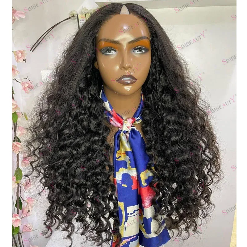 

Deep Wave Super Long 30Inch Remy Human Hair 1x4 Size Middle U Part Wigs for Black Women Glueless Easy Wear Adjustable V Part Wig