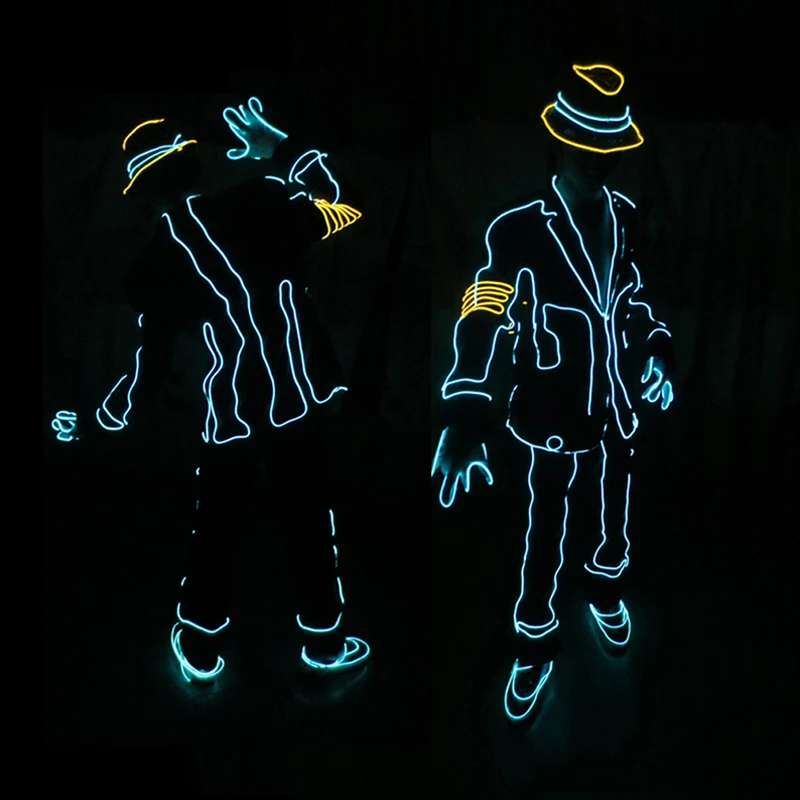 EL Wire Glowing Jazz Dance Costumes Light up LED Clothing Stage Performance Luminous Wear DIY Cool Strip Lighting For Club Props view 6