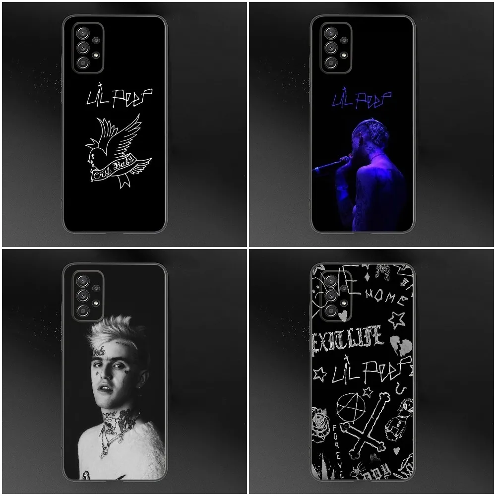 Singer L-Lil Peep Phone Case For Samsung S24,S23,S22,S21,S20,S10,S10E,S9 Plus FE Note 20 Ultra 10,9 Plus Black