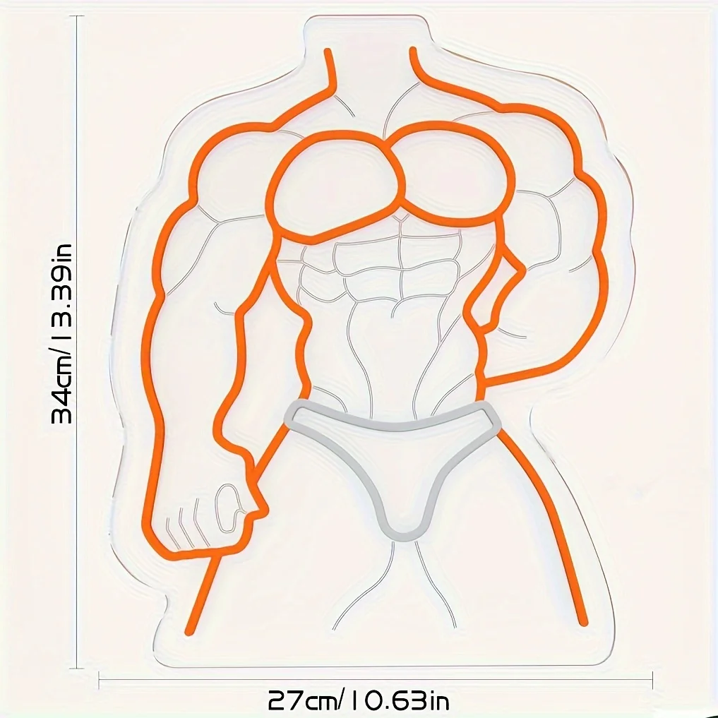 근육 남자 네온 사인 USB 전원 복부 근육 LED 네온 조명 벽 장식, 바 맨 동굴 피트니스 룸 침실 장식