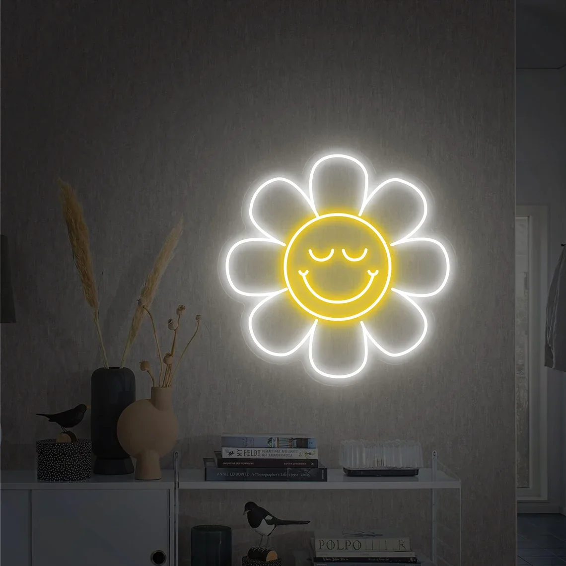 

Smile Face Flower Neon Sign Wedding Wall Art Decor Kids Birthday Gift Bedroom Decor Home Decor Bar Club Shop Sign