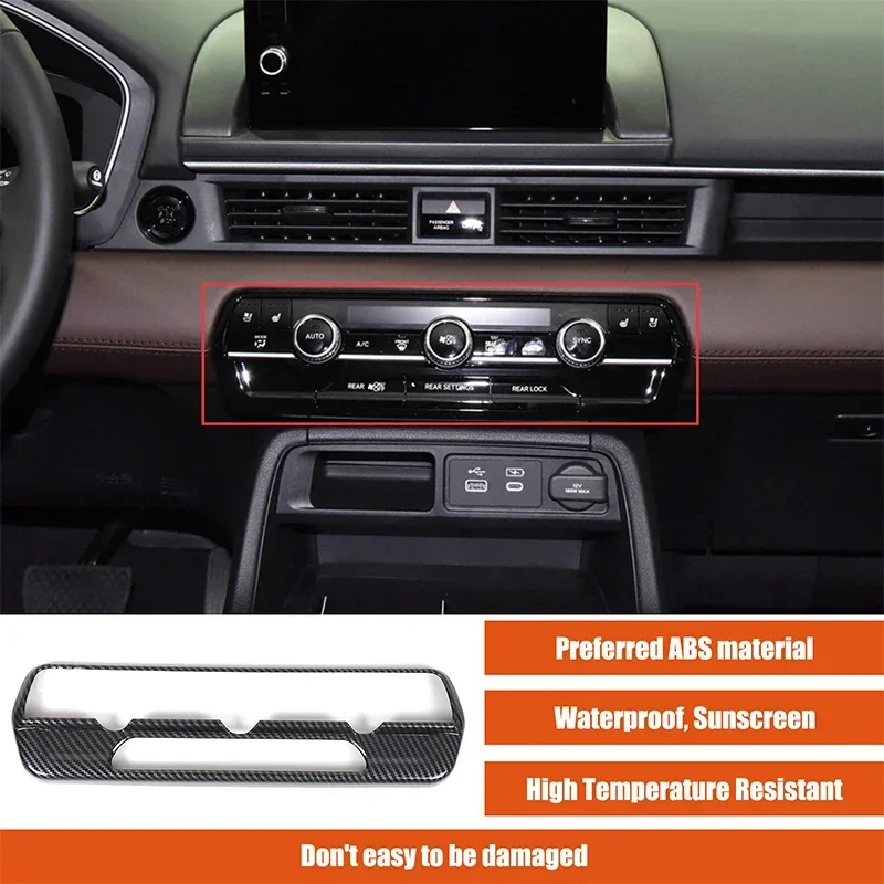 For Honda Pilot 2023-2024 ABS Carbon Fiber Car Center Control Adjustment Panel Frame Cover Trim Sticker Car Accessories