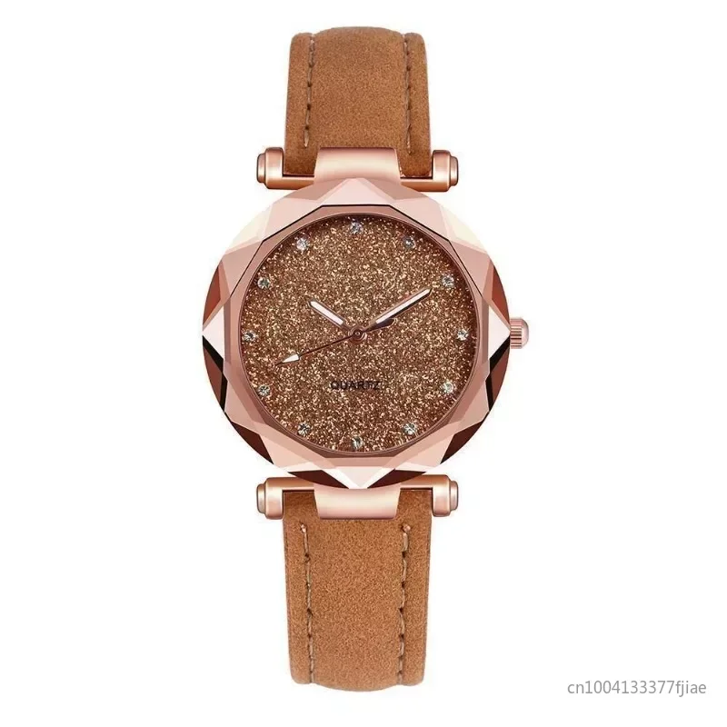 Women Fashion Korean Rhinestone Rose Gold Quartz Watch Female Belt Watch Women Watches Wristwatch Women Wristwatch