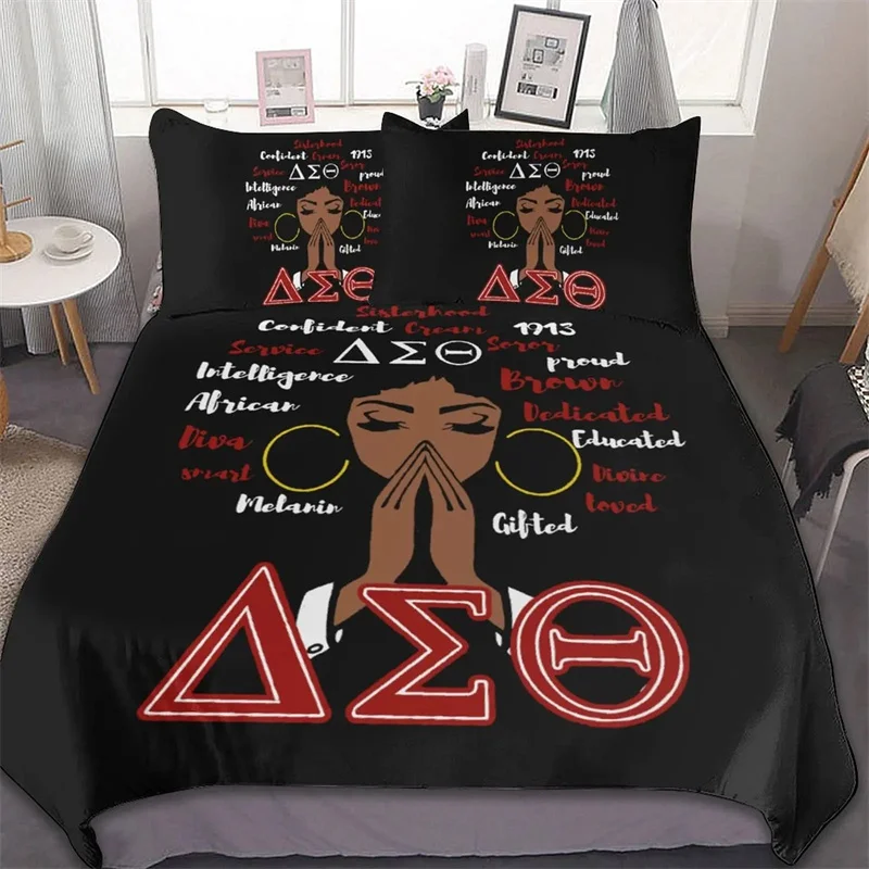 Delta Sorority Sigma Theta DST Bedding Set Boys Girls Twin Queen Size Duvet Cover Pillowcase Bed Kids Adult Home Textileextile