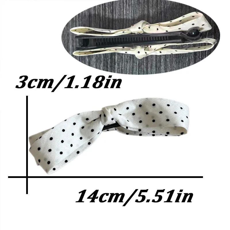 مشبك شعر من القماش المنقط للنساء أنيق القوس الموز كليب أزياء الفتاة الجزء الخلفي من الرأس دبوس الشعر اكسسوارات الشعر #2