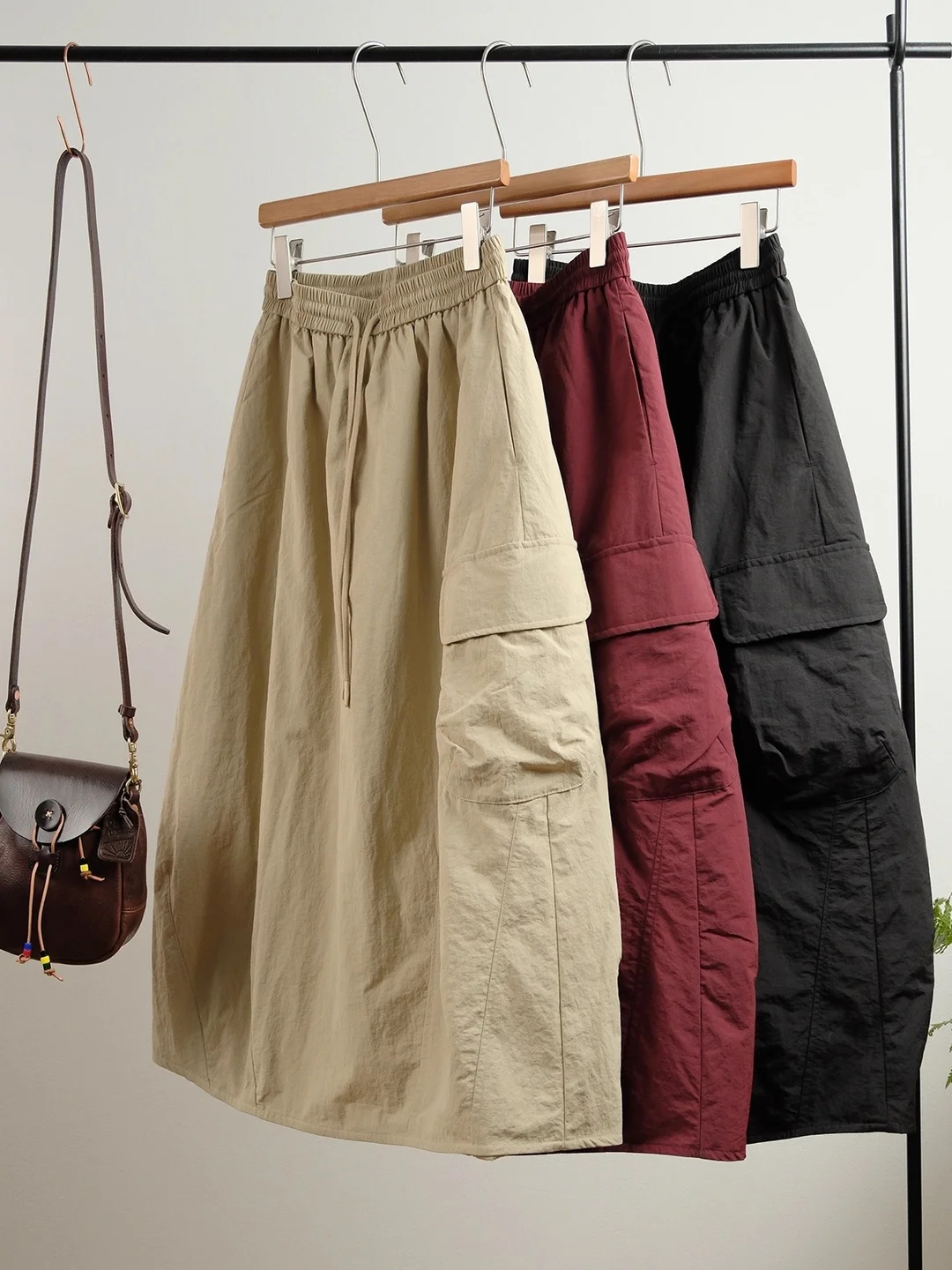 

Korean Style Casual Cotton Blend Half-length Skirt Drawstring Elastic Waist Color Winter Artistic Fashion Women's Skirt