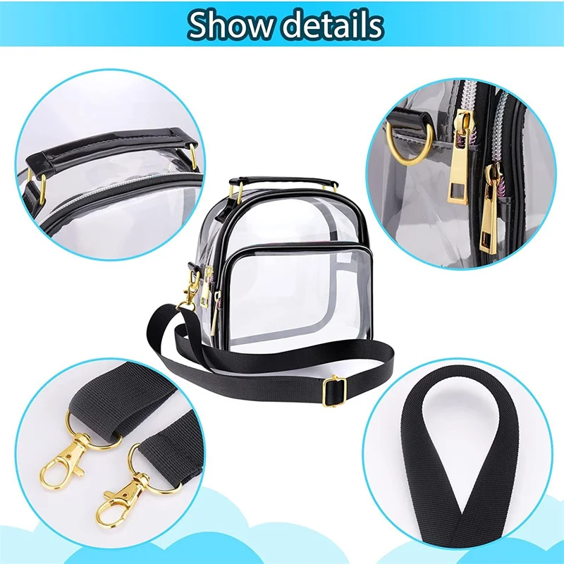 Clear Shoulder Bag Women Stadium Approved Concert Transparent Purse Simple Crossbody Bag With Front Pocket Casual Handbag