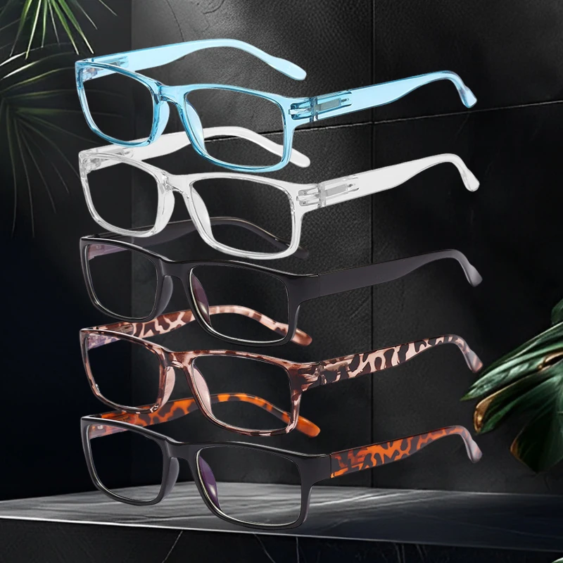 1/5pcs Reading Glasses Trend Fashion Glasses Spring Legs HD Black/Blue/Transparent Men and Women