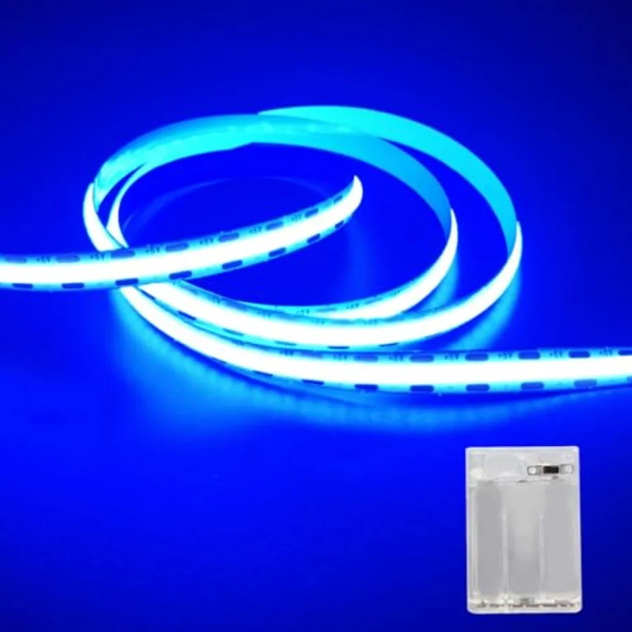 

Battery Powered LED Strip Lights, 3.3FT COB LED Strip Light, Battery Operated LED Lights, Ice Blue LED Strip Lights Battery Pow