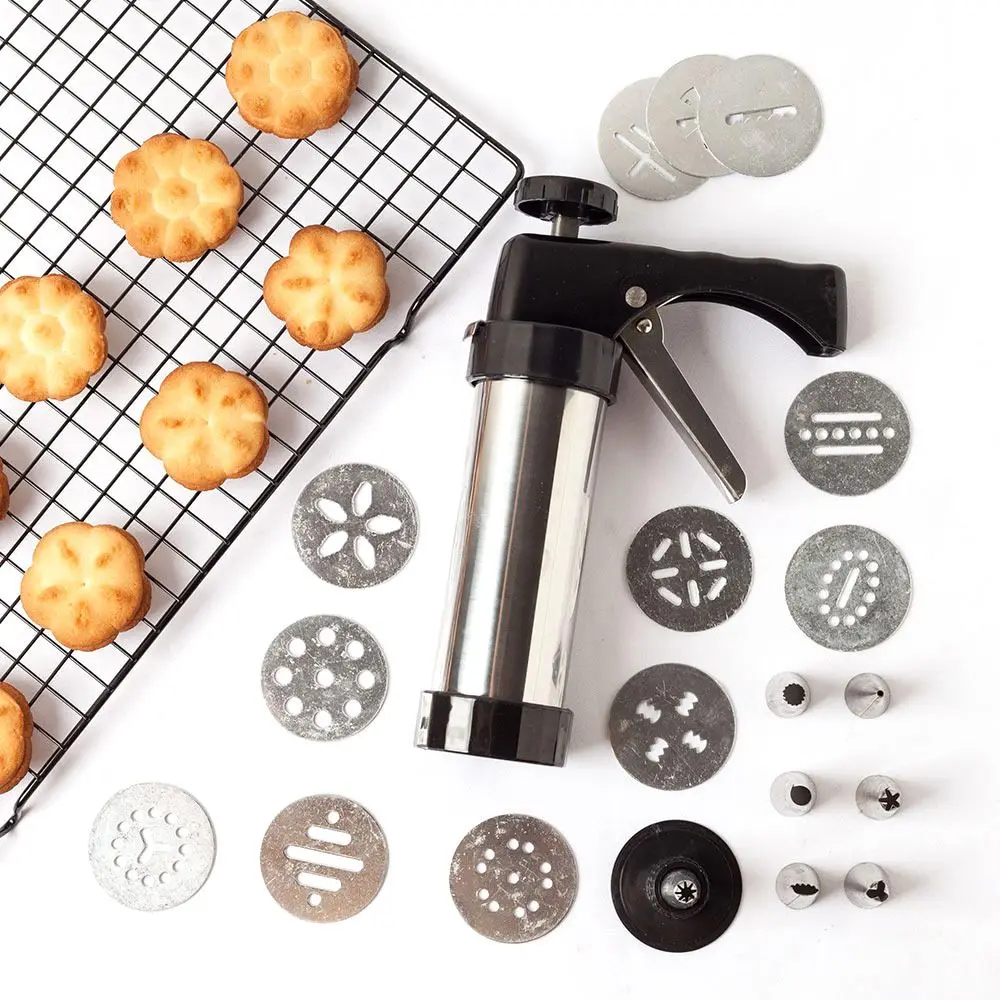 

With 13 Blades & 8 Piping Nozzles Pastry Cake Decoration Cookie Press Biscuit Maker Baking Tool Cookie Making Machine