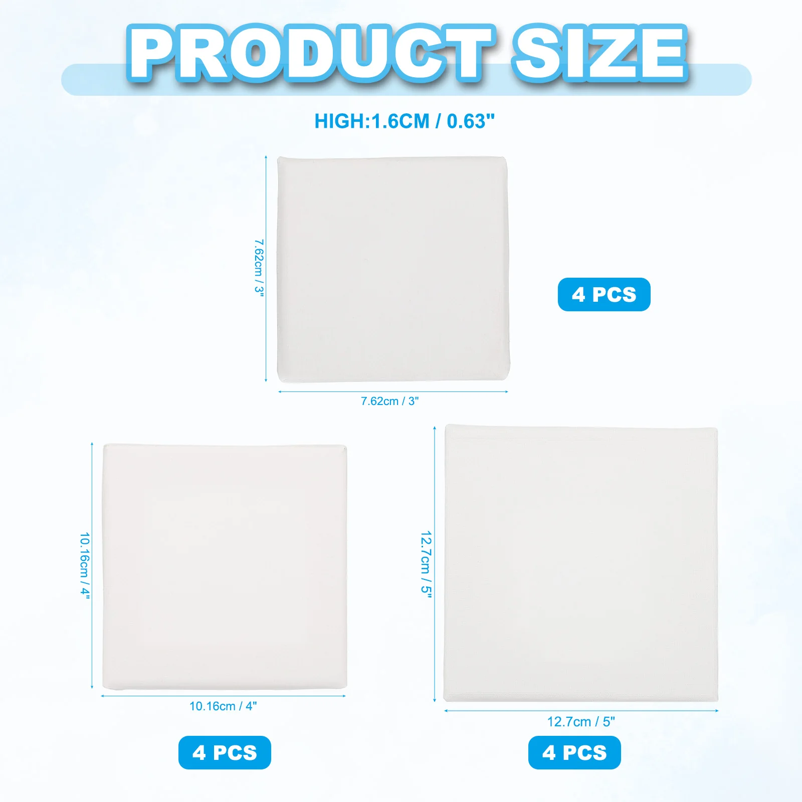 6-40Pcs White Blank Square Artist Canvas Pine Wood Board Frame Cotton Artist Canvas Boards for Oil Painting Acrylic Watercolor