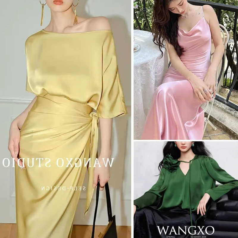 Premium Faux Acetate Satin Fabric Silky Smooth Satin Cloth Artificial Silk for Wedding Dress Evening Gown & DIY Garment Sewing