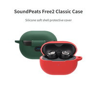 For SoundPeats Free2 Classic Case Solid color silicone soft case SoundPeats Free2 Classic shockproof case cover with hook