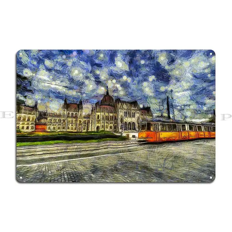 Budapest Parliament Vincent Van Gogh Metal Plaque Poster Garage Wall Cave Garage Create Cinema Tin Sign Poster