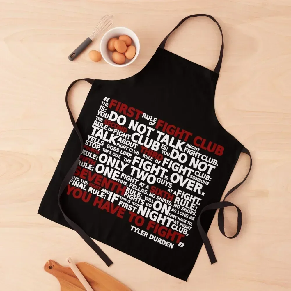 

Fight Club Rules Apron chef for man Women Kitchen'S kitchen girl Things For Kitchen Apron
