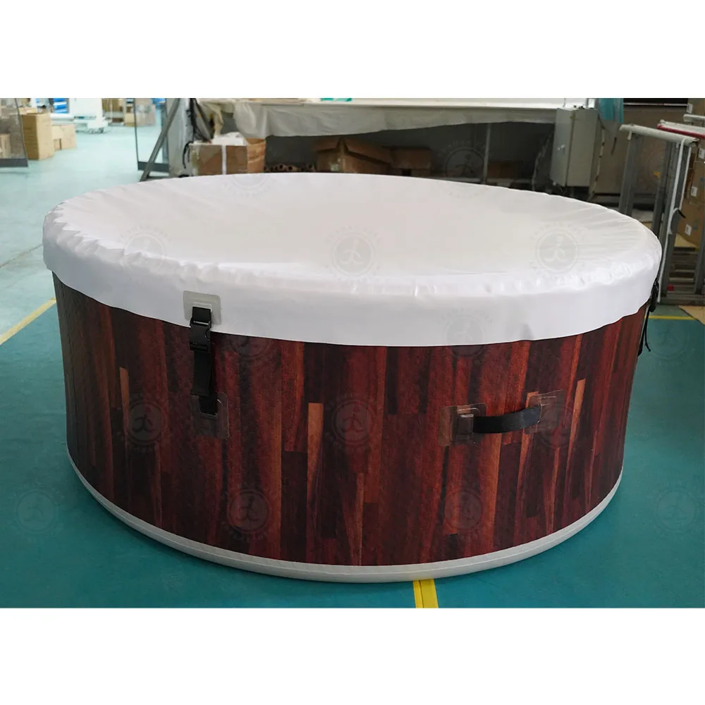 

Wooden Pattern Inflatable Outdoor Portable Spa Luxury Airjet Inflatable Massage Bathtub Whirlpool Hot Tub Spa With 4-6 Adults