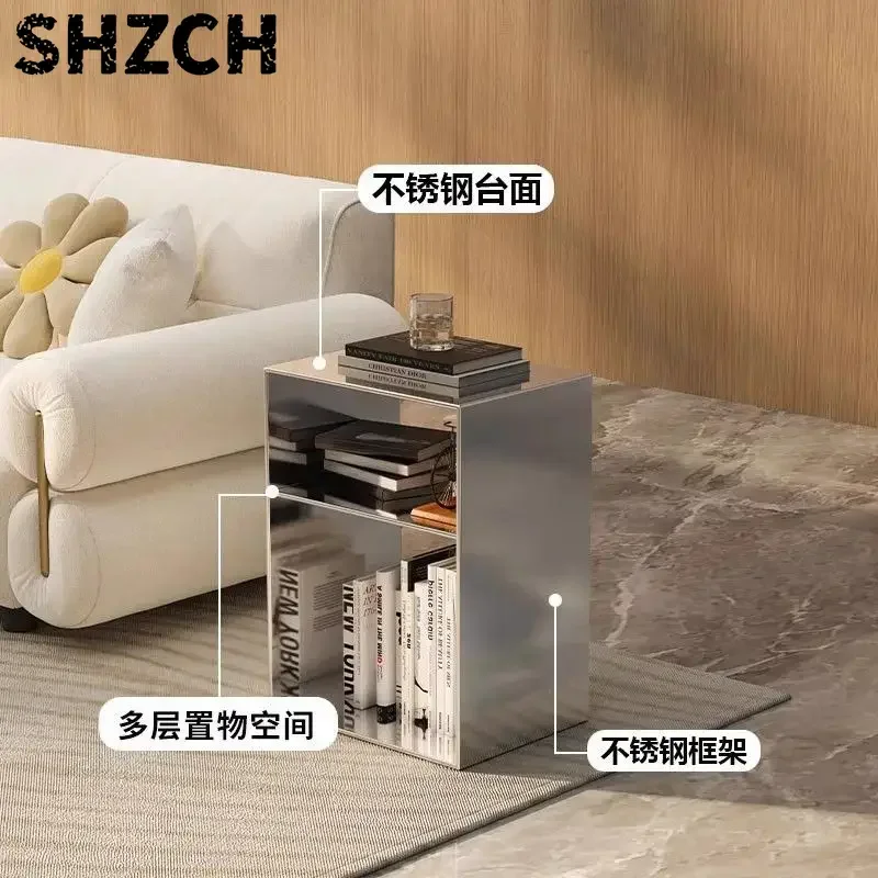 Bedroom Bedside Table Creative Side Cabinet In The Ancient Style of Stainless Steel Shelf Home Landing Multi-storey Storage