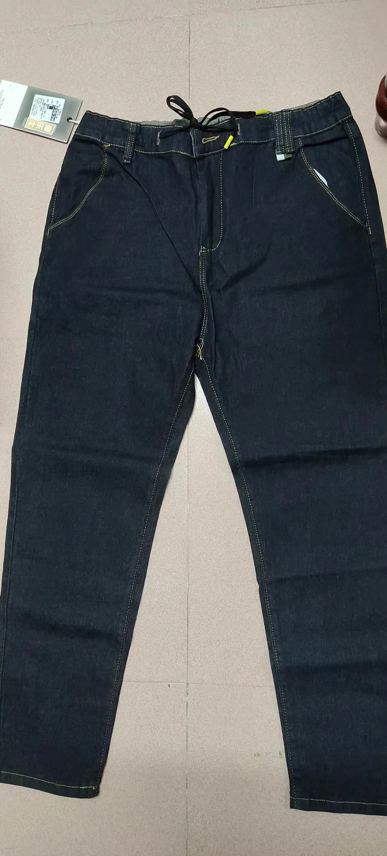 Jean à Taille artificiel astique pour Homme, Pantalon à Entrejambe, Vêtements de Proximité, Poches, Nouvelle Mode, Printemps et Automne