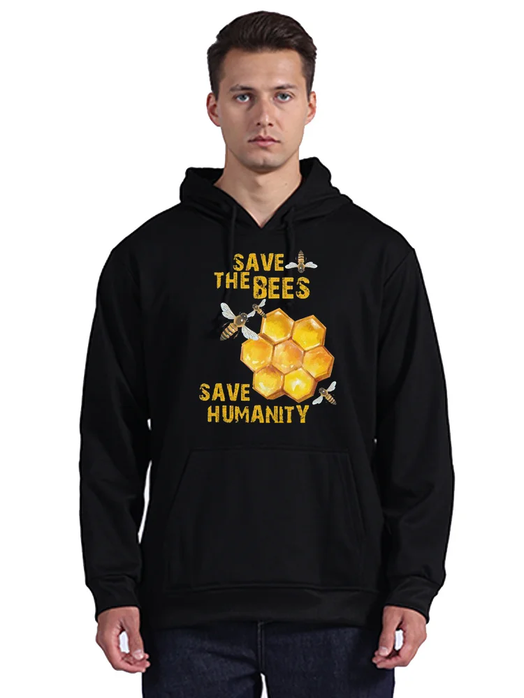 Male Save The Bees Save Humanity Hoodie Beekeeper beekeeping Hoody Sweatshirt Hip Hop Pullover Cotton Unisex Coat Tops