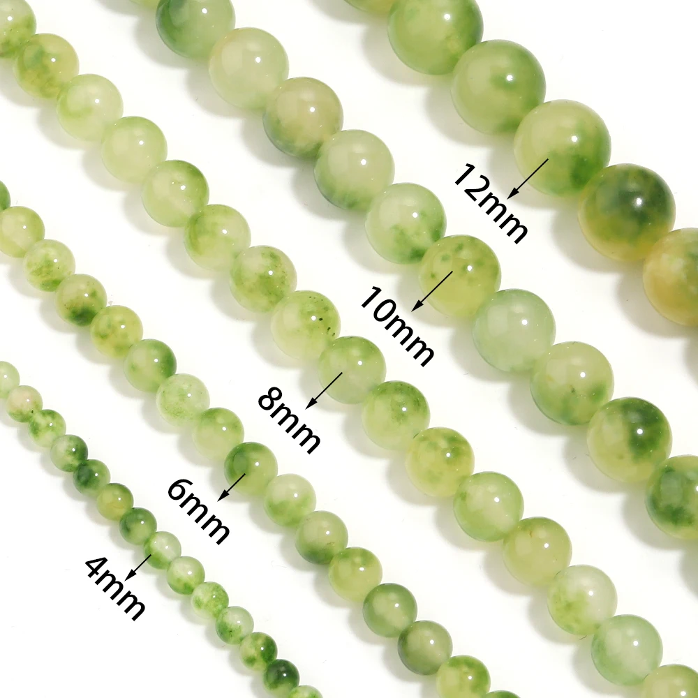Natural Green Yellow Chalcedony Stone Beads 4/6/8/10/12mm Round Loose Beads For Jewelry Making DIY Bracelet Necklace Accessories