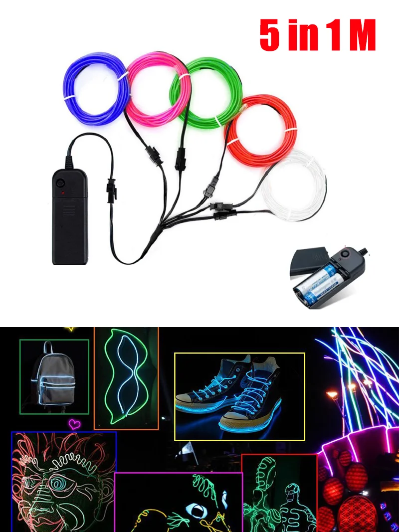 1M to3/5 EL Cool Light Cable Atmosphere Light Neon Light DIY Combination Multicolor Stage Performance Clothing Decoration Blue