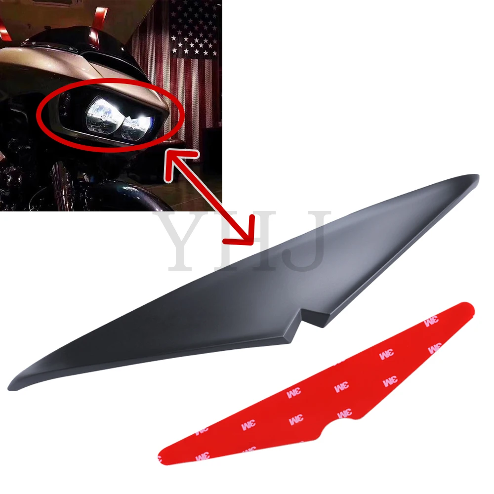 

Motorcycle Headlamp Eyebrow Eyelid Upper Tip Cover Visor Matte Black For Harley Road Glide Special CVO FLTRX 2015-2023