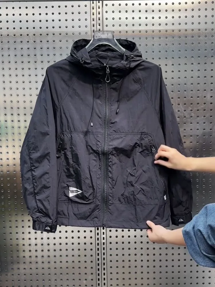 

Men's Summer 2025 New Hat Jaet Breathable Thin Outerwear Simple Sle Daily Long Sve Stand Fit Youth Outerwear