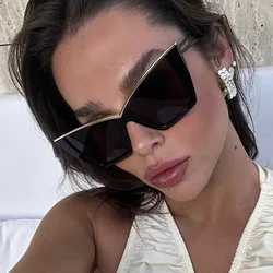 New Fashion Lady Oversize CAT EYE Sunglasses Women Men 2024 Luxury Brand Gradient Sun Glasses Female Mirror Shades Oculos UV400