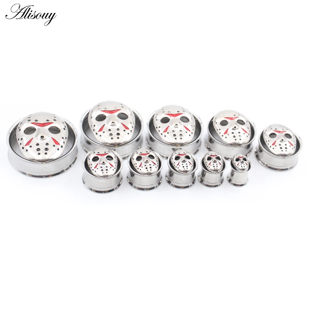 Alisouy 1PC Stainless Steel Face Mask Snake Fang Ear Flesh Tunnels Plugs Expander Stretcher Flared Gauges Piercing Body Jewelry