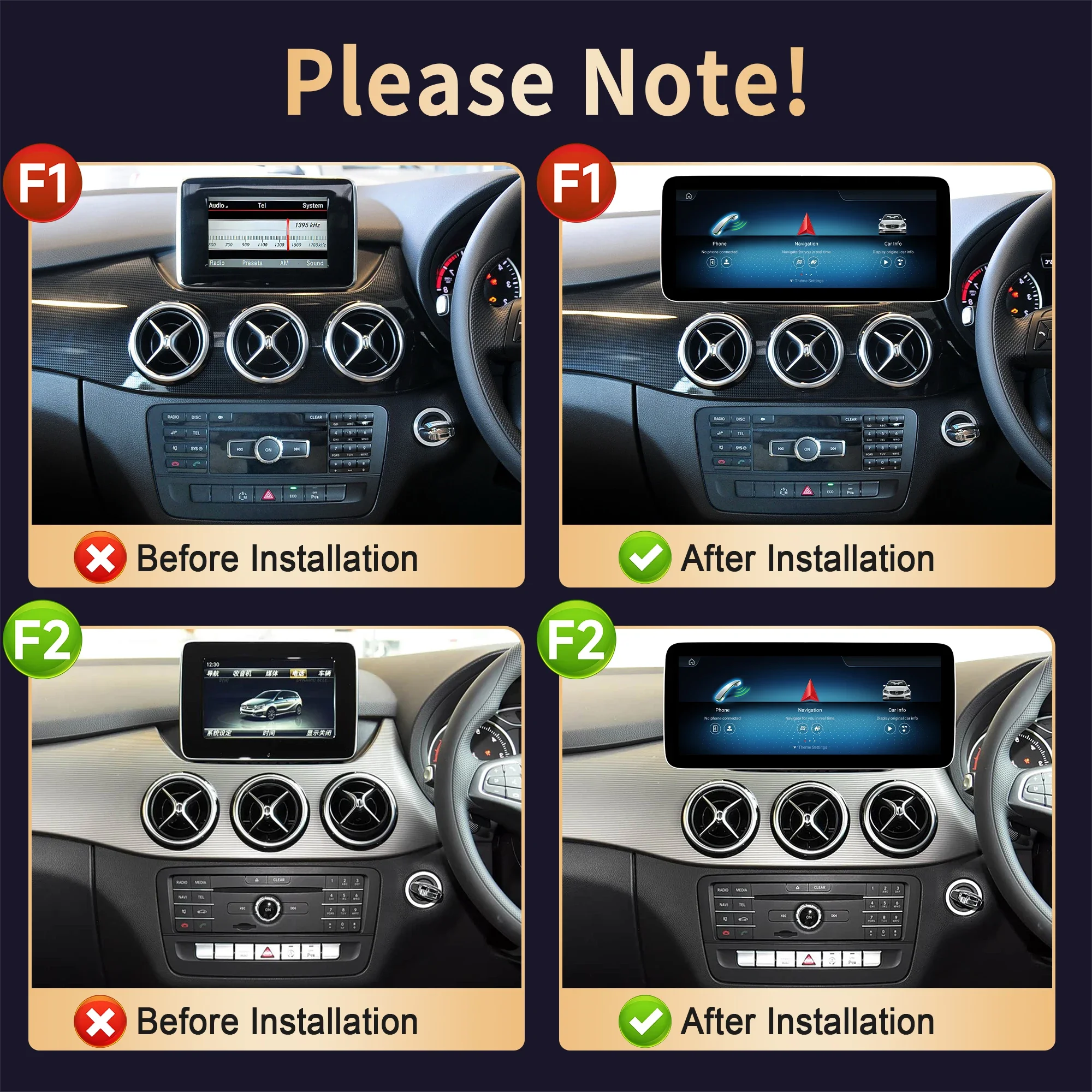 12.3 inch Right Hand Drive Snapdragon 685 Car Radio Android 14 For Mercedes Benz B Class B180 B200 B220 B260 W245 W246 2011-2019