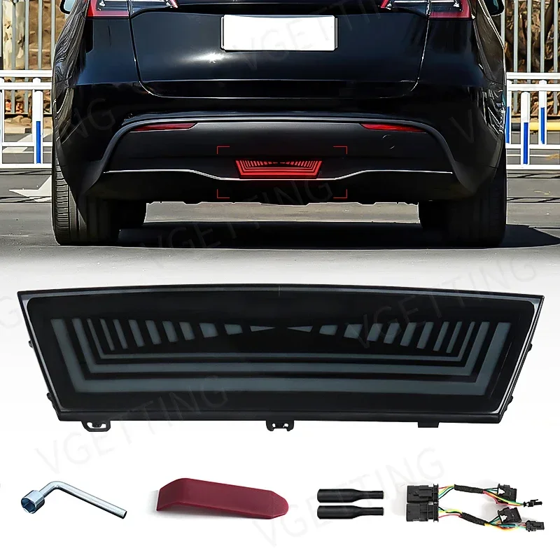 

For Tesla Model Y 2019 2020 2021 2022 LED Pilot Light Dynamic Turn Signal Light Car Rear Bumper Brake Reflector Accessories 1pc