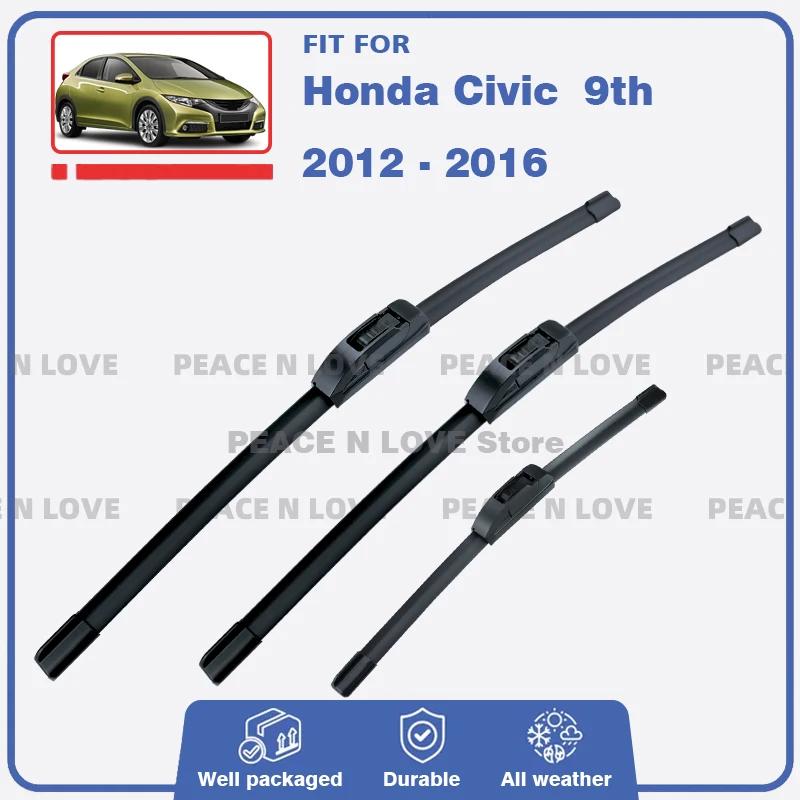 

Front Rear Wiper Blades For Honda Civic 9th 2012 2013 2014 2015 2016 Windscreen Windshield Window Rubber Brushes Car Accessories