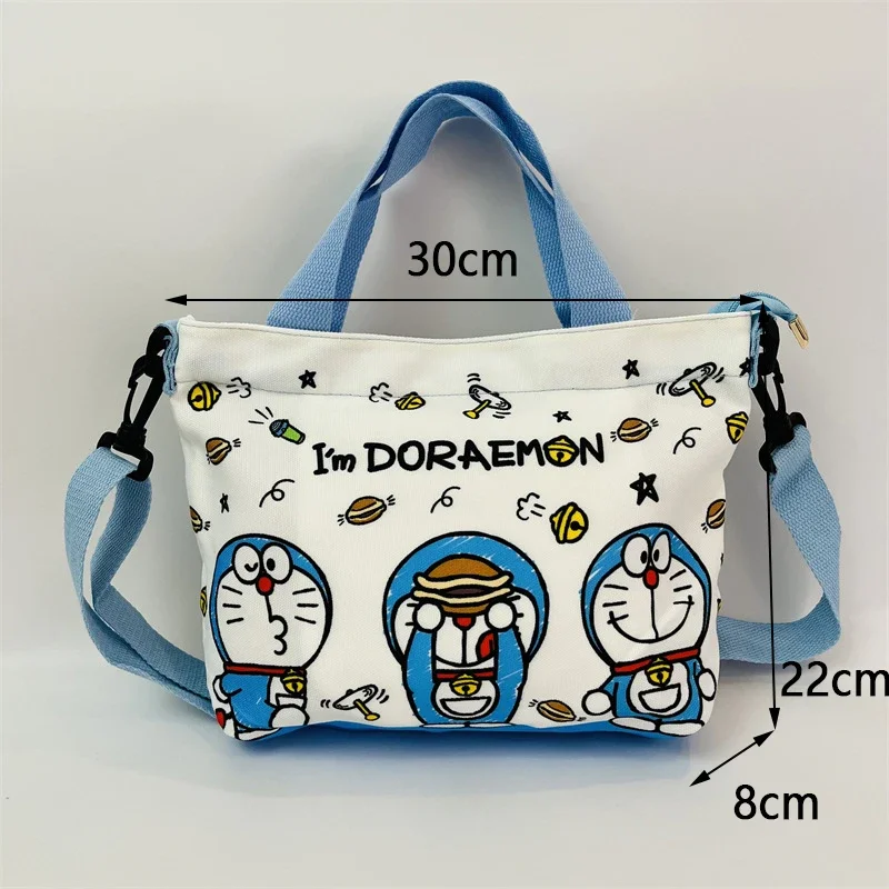 Doraemon Canvas Purses and Handbags Single Layer Oblique Span Backpack Kawaii Shoulder Bags Hand Bag Detachable Shoulder Strap