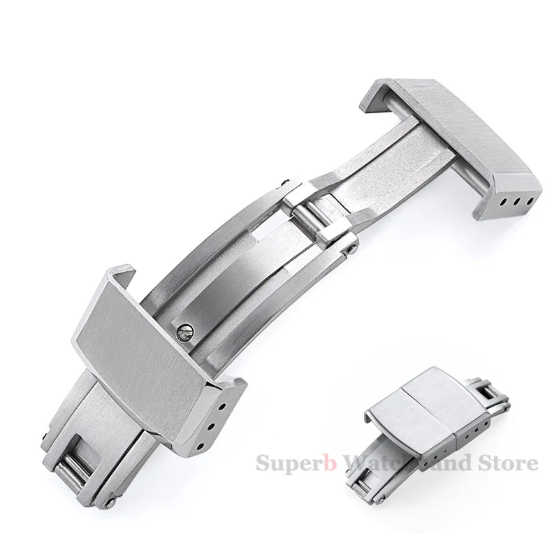 16 มม.18 มม.20 มม.Fast Release Flat-End Universal CTS สายคล้องแฟชั่นแปรงเหล็ก Original BUCKLE พับหัวเข็มขัด Double คลิกผีเสื้อ