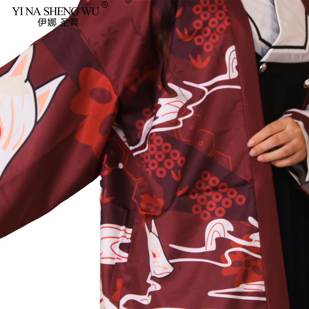 Japońskie Sakura Inari Fox Kimono dla mężczyzn i kobiet Azjatyckie ubrania Yukata Haori Tradycyjne kimona Fox Mask Print