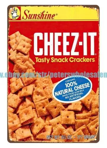 1981 Cheez-it snack cracker metal tin sign office restaurant wall decor