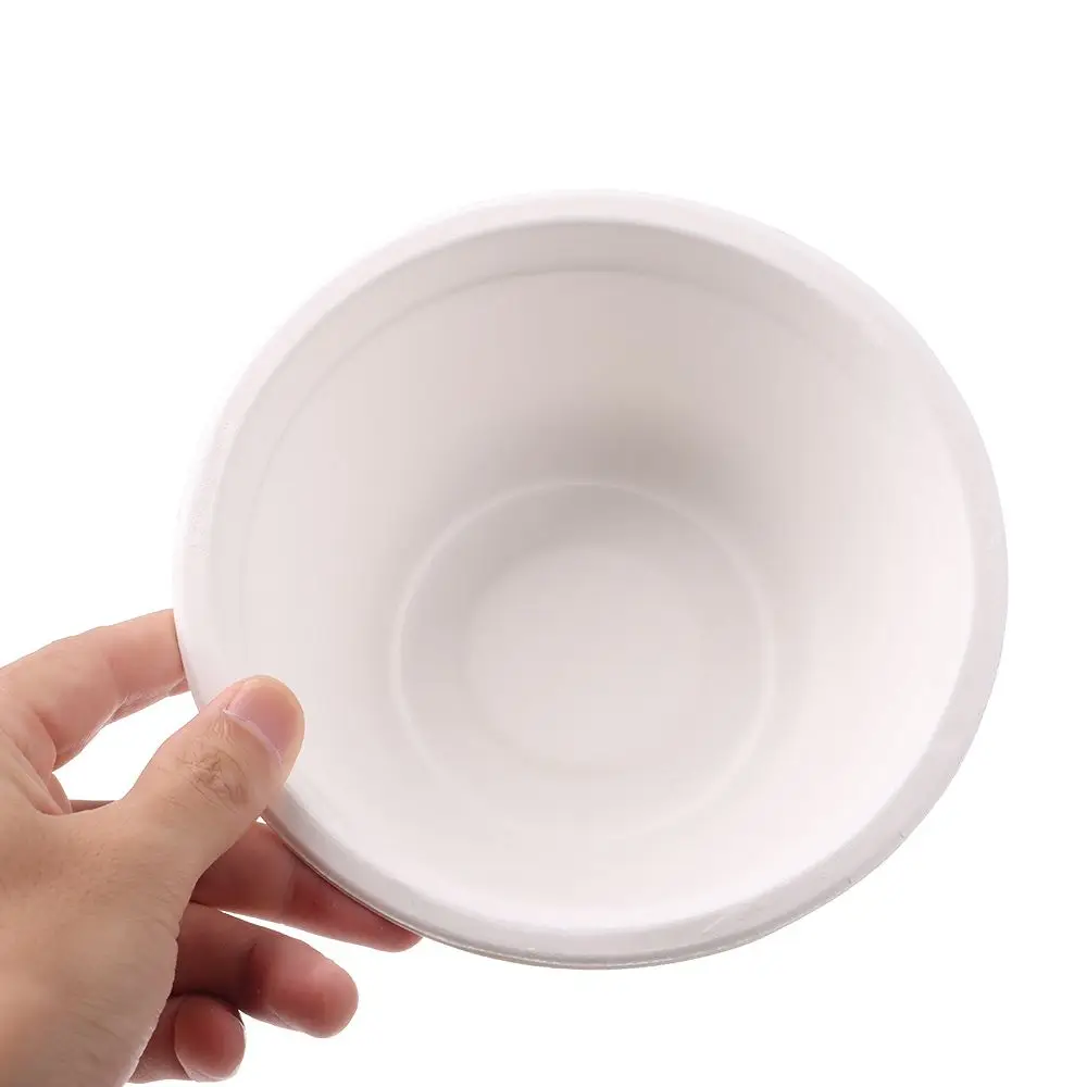 50Pcs/Pack 220/350/500ml Disposable Dinnerware ECO-Friendly White Paper Bowl Disposable Tableware Outdoor Party Dining Supply