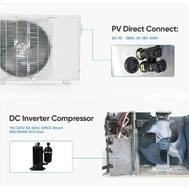 12000btu 18000btu solar AC/DC unit air conditioning hybrid solar air conditioning wall mounted household air conditioning