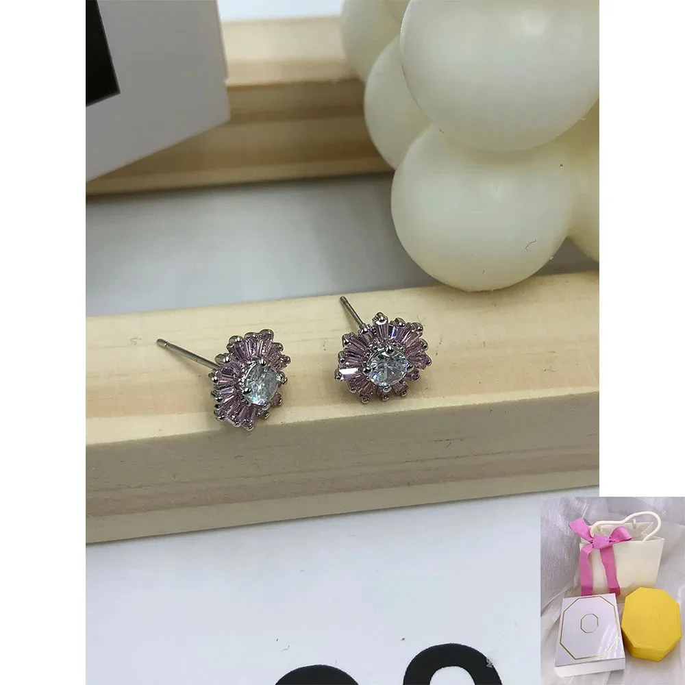 

2024 New Fashionable Mixed Cut Pink Sun Earrings, High end Romantic Holiday Gift