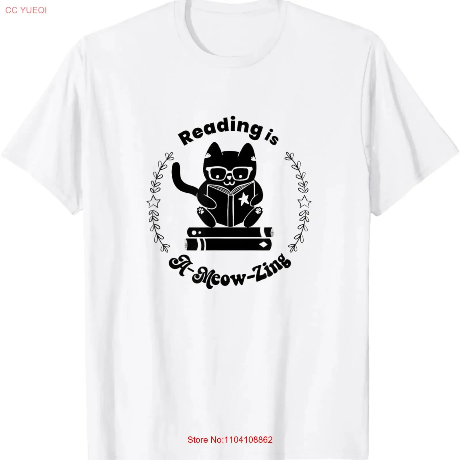 Cute Cat Reading is A meow zing T Shirt  vintage Washed Stylish Comfortable Breathable Unisex Stretched Casual Versatile
