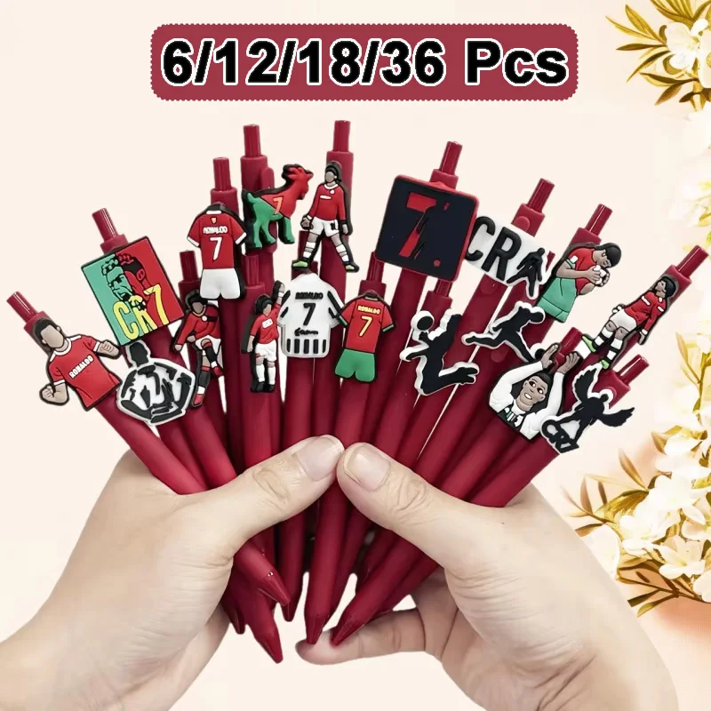 6/12/18/36 Pcs Red Soccer Pens Sports fans Ballpoint Pens Soccer Enthusiast Gift Pens Gifts for Football Lovers Office School