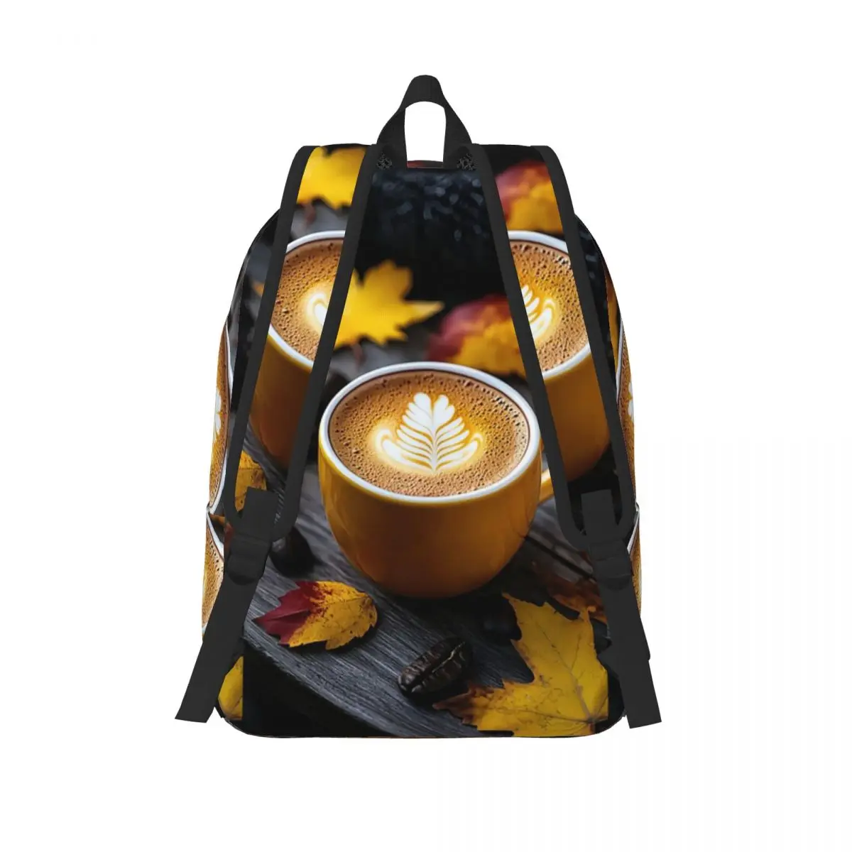 Autumn Latte A Cozy Coffee Moment With Golden Leaves Backpack Student Boys Girls BookBag Kids School Bag Laptop Shoulder Bags