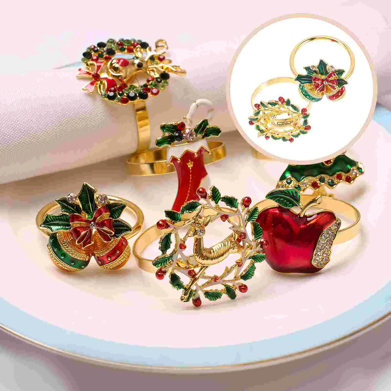 2 Pcs Napkin Buckle Christmas Table Decoration Clasps Tree Centerpieces Dining Holder Alloy