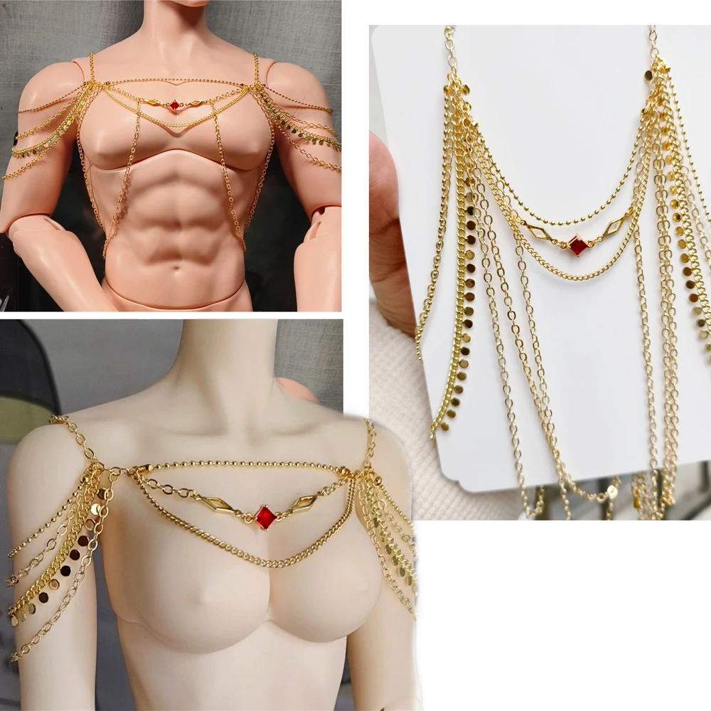 

D09-P661 детская игрушка ручной работы 1/6 1/4 1/3 дядя MSD BJD кукла ювелирные аксессуары красный цвет цепочка на плечо 1 шт.