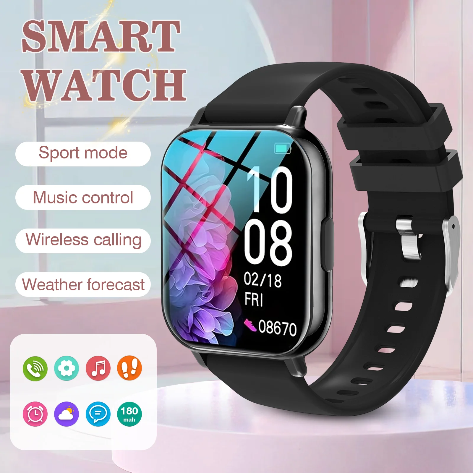 New Smart Watch, Unisex Fashion Sports Watch with Stainless Steel Strap, Wireless Calling, Multi-Sport Mode, Music Control