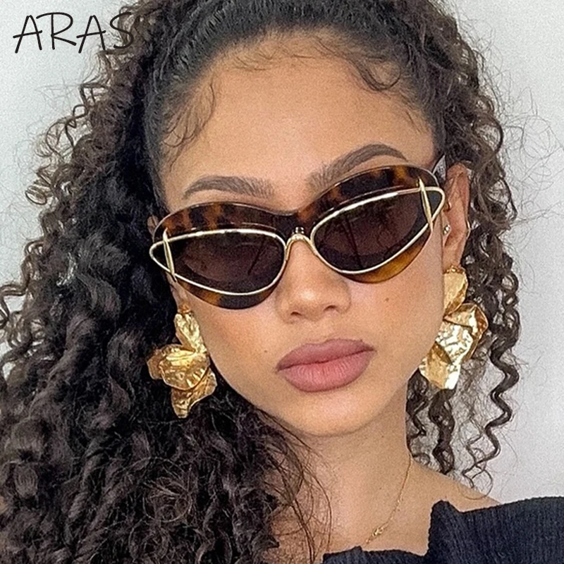 Cat-Eye Retro Sunglasses Women Y2K Dual-frame Metal Sun Glasses 2024 Luxury Brand Fashion Item Ummer Recommended Eyewear UV400