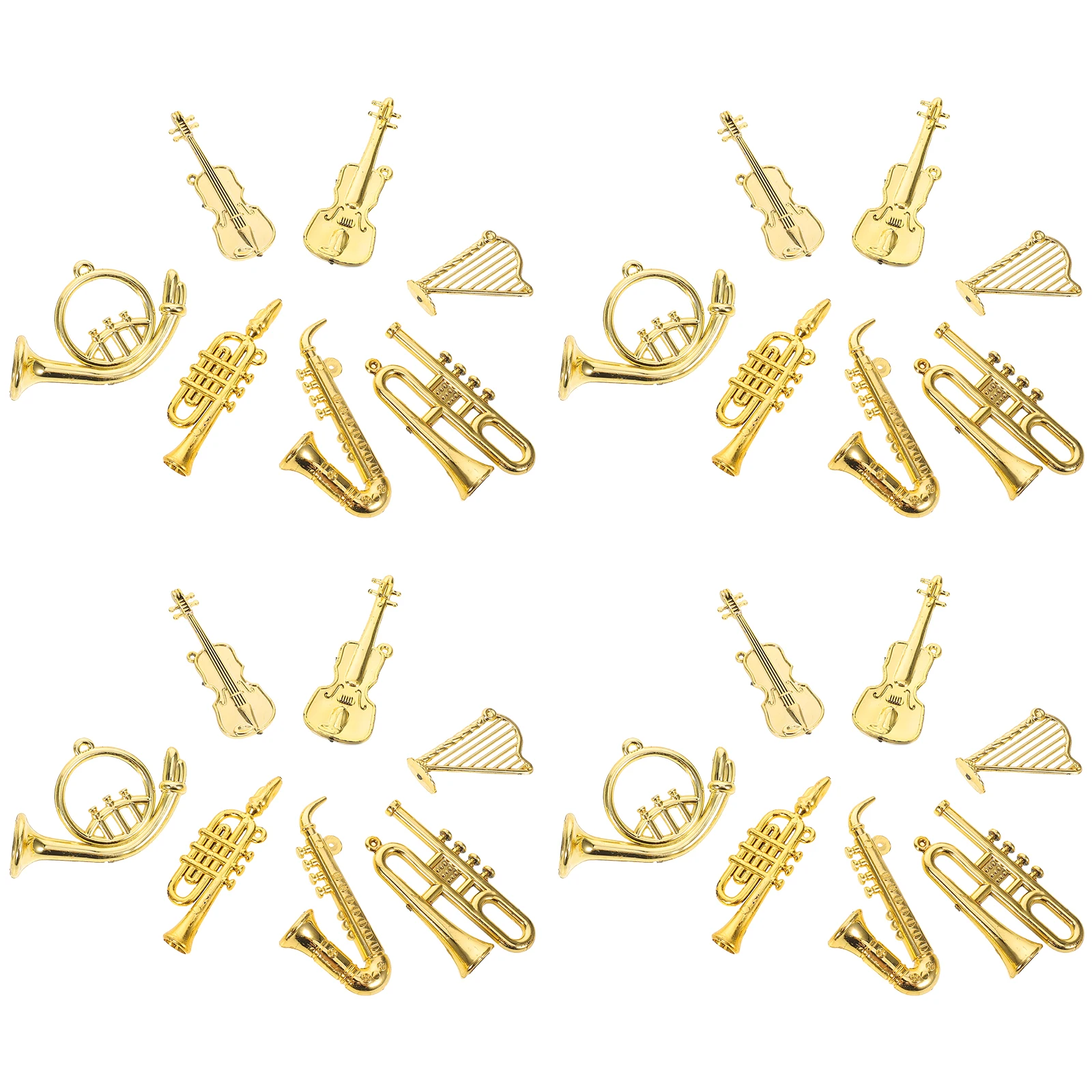

35 шт., коллекция миниатюрных музыкальных инструментов, реалистичные мини-украшения для украшения кукольного домика, набор труб для гитары, скрипки