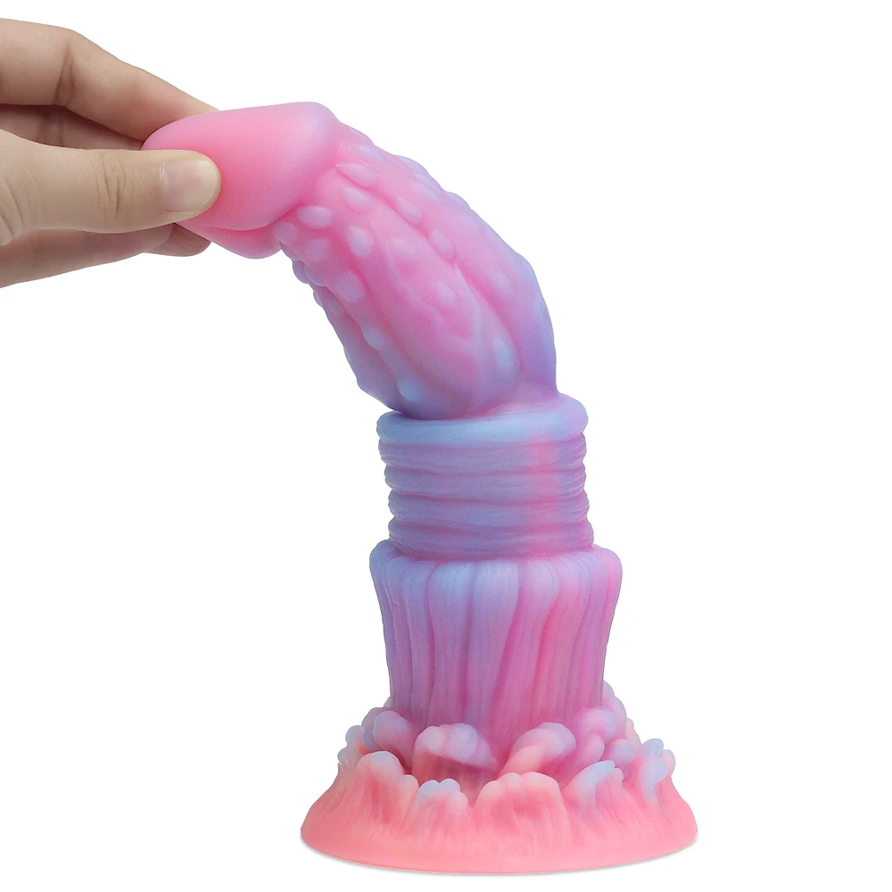 New Luminous Dildos Colourful Glowing Huge Dragon Monster Penis Anal Butt Plug Adult Toys Soft Dildo with Suction Cup Women